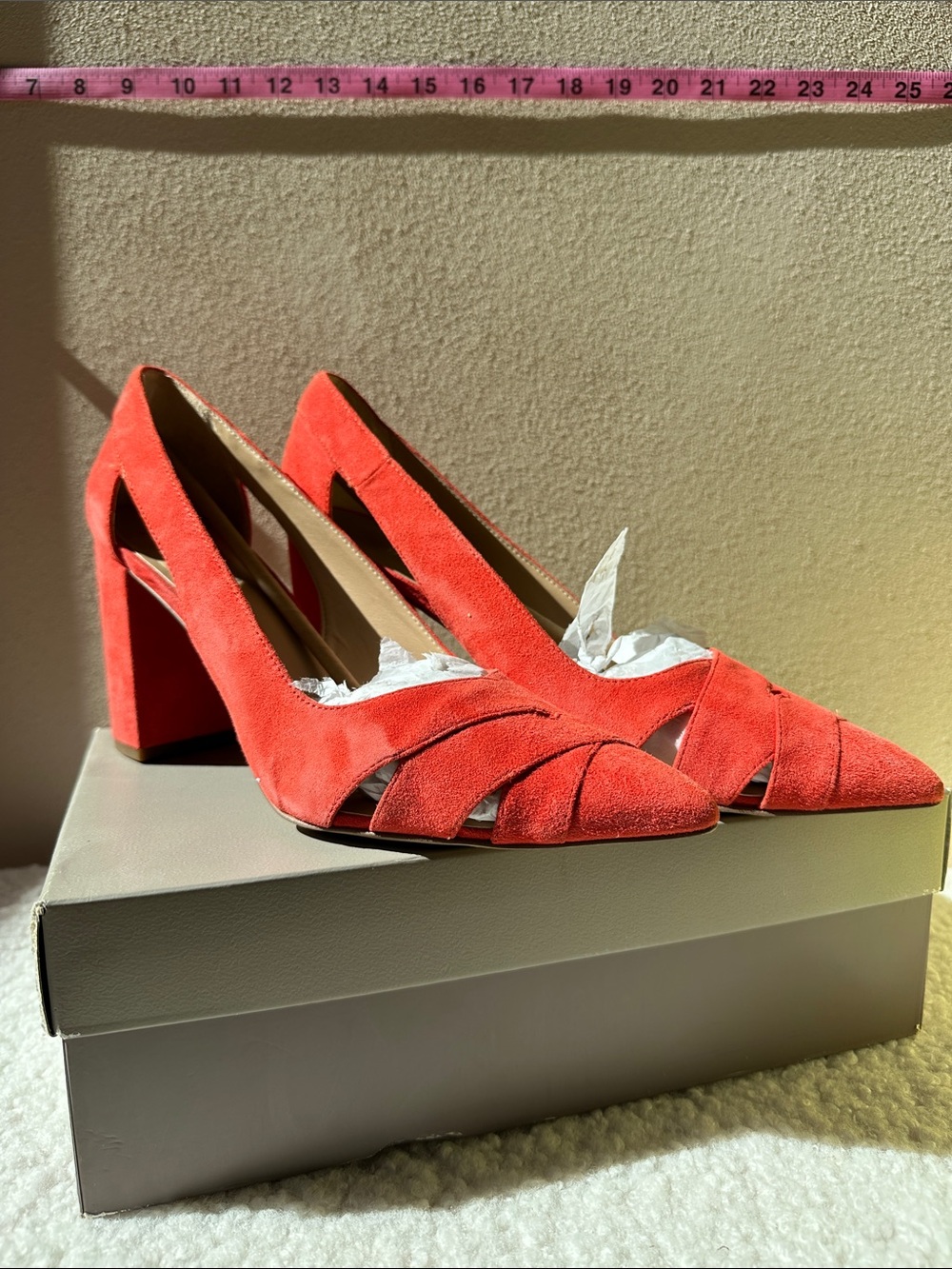 Franco Sarto Women's Suede Pointed-Toe Sling Pumps in Coral Red